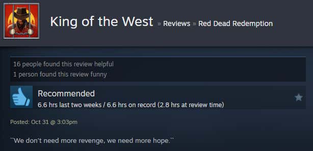 Screenshot of the article titled Red Dead Redemption Remaster, As Reported by Steam Reviews